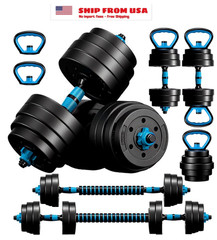 Adjustable Dumbbells, 45LBS 4-in-1 Portable Changeable Dumbbell, Kettlebells