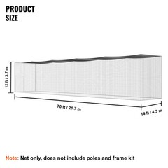 VEVOR 70FT Softball Baseball Cage Netting Heavy Duty PE Pitching Batting Net