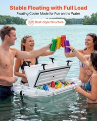 Uimoso 40QT Floating Cooler Ice ChestDual-Sided Lids for Water Land & Lake White