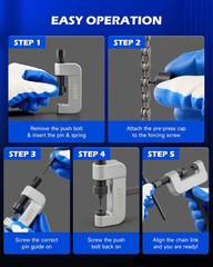 Motorcycle Chain Rivet Tool, 20Pc Motorcycle Chain Tool Kit with Powder Coated C