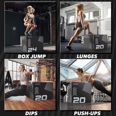 3 in1 Plyo Jumping Box 20x24x30 Soft Foam Plyometric Training Exercise Squat Box