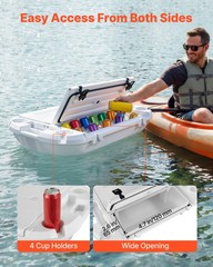Uimoso 40QT Floating Cooler Ice ChestDual-Sided Lids for Water Land & Lake White