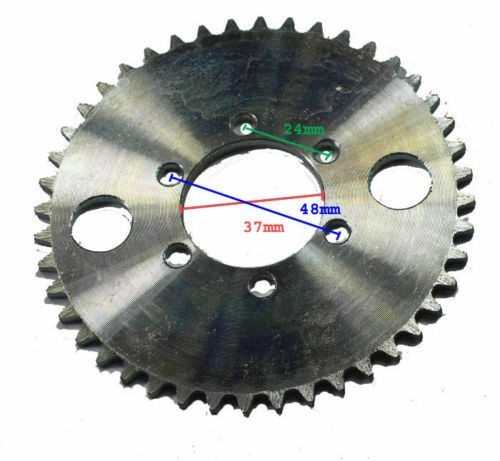 44 Tooth 6-Bolt 37mm ID Sprocket (use T8F 8mm chain) for stand-up Gas Scooter