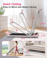 Foldable Treadmill with Incline, 350 LBS Capacity Walking Pad with Handle Bar, P