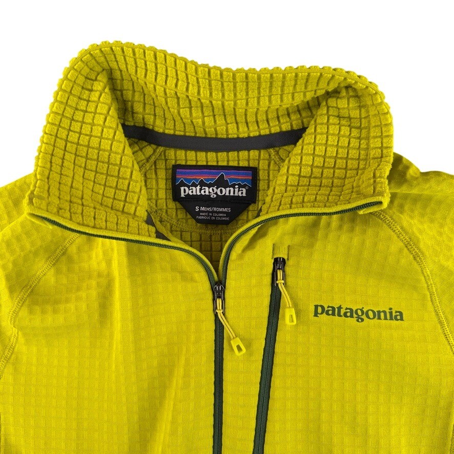 Patagonia R1 Pullover Mens Small Yellow Polartec Grid Fleece Quarter Zip 40109