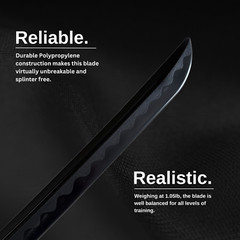 Martial Art Polypropylene Katana Bokken (39&Prime;) with Black Saya Scabbard