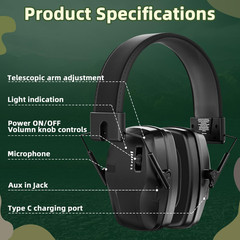 Shooting Bluetooth Earmuff, Ear Protection for Gun Range, Active Noise Reduction