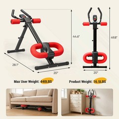 Ab Machine for Home Gym, Adjustable Ab Workout Equipment w/ LCD Display,Foldable