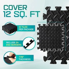 12pcs Puzzle Exercise Mat EVA Interlocking Foam Floor Tiles for Home Gym Workout