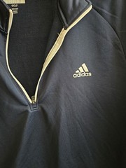 Adidas Golf Men&rsquo;s L Blue/White 1/4 Zip Mock Neck Long Sleeve Polo