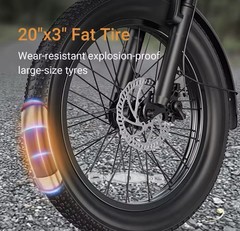 Zonveer Black E-bike 750W 48V 20Ah Foldable 25+MPH, 40Miles Range, 20in Tires