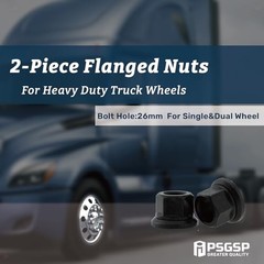 Two-Piece Flange Wheel Nuts – M22x1.5 Hex:33mm Flanged Nuts-M22x1.5 10 Black