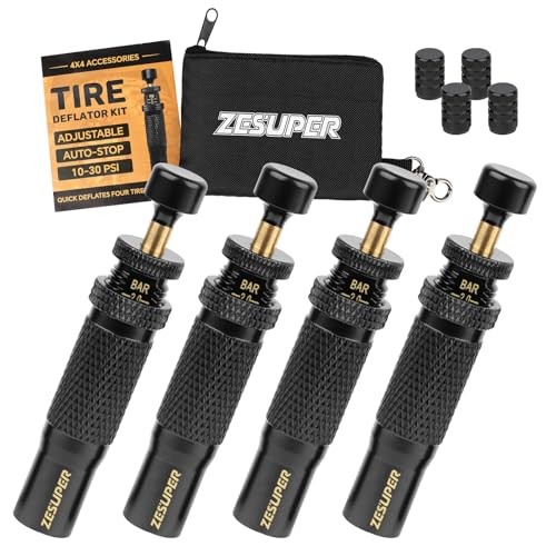 Adjustable Auto-Stop Tire Deflator Kit 10-30 PSI Screw-on Tyre Air Down Tool