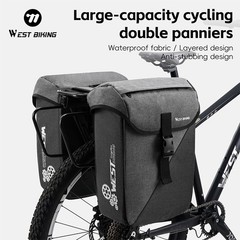 WEST BIKING Bike Double Pannier Set Waterproof Bicycle Rear Rack Pack Bag 32L