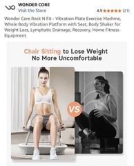 Wonder Core Rock N Fit 4D-Vibration Plate, LCD, Remote, Chair, 330 lb, Gray
