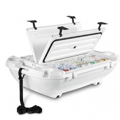 Uimoso 40QT Floating Cooler Ice ChestDual-Sided Lids for Water Land & Lake White