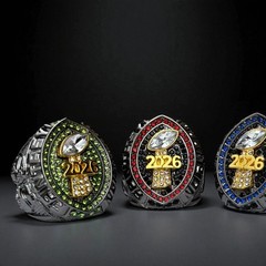 PREMIUM 2026 FANTASY FOOTBALL CHAMPIONSHIP RING Gunmetal Black Green Stones sz10