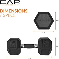 2x Dumbbells Pair Coated Rubber Dumbbell 3/5/8/10/12/15/20/25/30/35/40/45/50 LBS