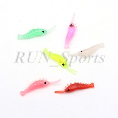 50 PCS 3 cm Small Light Worm Fishing Lure Soft Grass Shrimp Bait Glow Prawn Carp