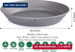 Boundless Voyage Ultralight Titanium Bowl Pan Plate Dish with Carry Bag Outdoor