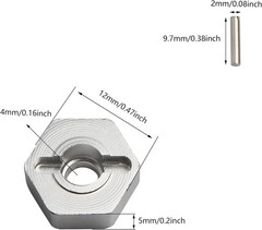 12mm Wheel Hex Hubs Drive Adapter 5mm Thick & Flange M4 Lock Nuts Aluminum fo…