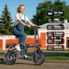 ASKGO Lightweight Folding Ebike 1500W 48V 25MPH 14&Prime; Electric bike for Adults