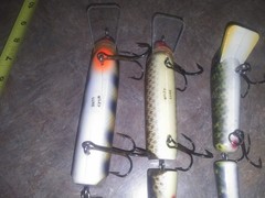 2 DALE WILEY MUSKY KING 9 & 7&Prime; JNTD. LSC MUSKY FISHING LURE CRANK BAIT + UNKNOWN