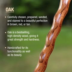 Brazos Handcrafted Wood Walking Stick Twisted Oak Trekker Style Handle For Men