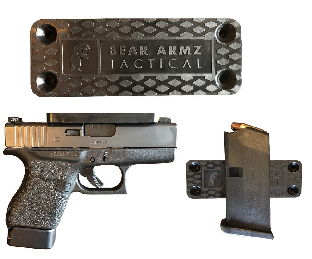 Magnetic Gun Mount for Pistols and Handguns Rubber Coated Adhesive Back 2 Pack