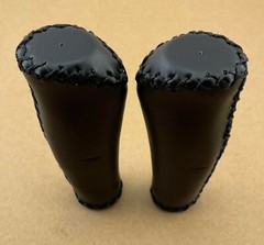 NEW! VINTAGE 135MM LONG ARTIFICIAL LEATHER BICYCLE HANDLEBAR GRIPS IN BLACK.