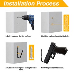 6PCS Pistol Wall Mount, Handgun Rack Hooks, Handgun Hanger Pistol Organizer