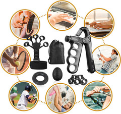 5-Piece Hand Grip Strengthener Exercise Kit – Adjustable Resistance (5-100Kg) wi