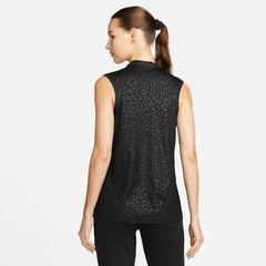 Nike Dri-FIT Victory Womens Golf Polo Animal Print Black Sleeveless Shirt NWT