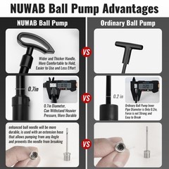 NUWAB 10.6 Inch Ball Pump, Lightweight Portable Manual Pump for Black