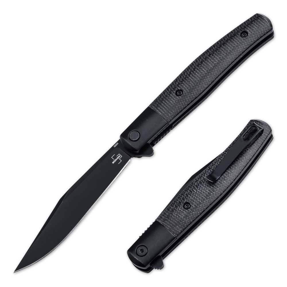 BOKER PLUS Modern Stockman EDC Folding Knife Nitro-V Micarta Clip Black 01BP0034