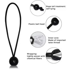 6&Prime; Ball Bungee Bungie Cord 25-100Pack Black Heavy Duty Canopy Tarp Tie Downs