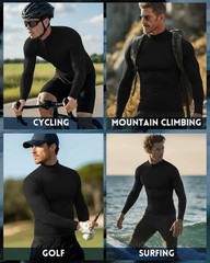 Men&rsquo;s Long Sleeve Compression Shirts UPF 50+ UV Sun Protection Athletic Shirts