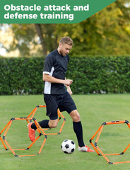 Hex Agility Rings (6 Set) with Carry Bag, Portable Hexagon Speed Rings for Footw