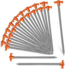20 Pack Tent Stakes Heavy Duty, 10inch Tent Stakes Pegs, Metal Tent Spikes Groud