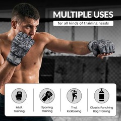 WYOX MMA Gloves Grappling Sparring, Boxing L/XL (8.2 – 10.6 inch), Grey Camo