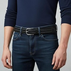 Genuine Leather Braided Belt for Men, 3.5cm Wide Stretch Woven Golf Belt,