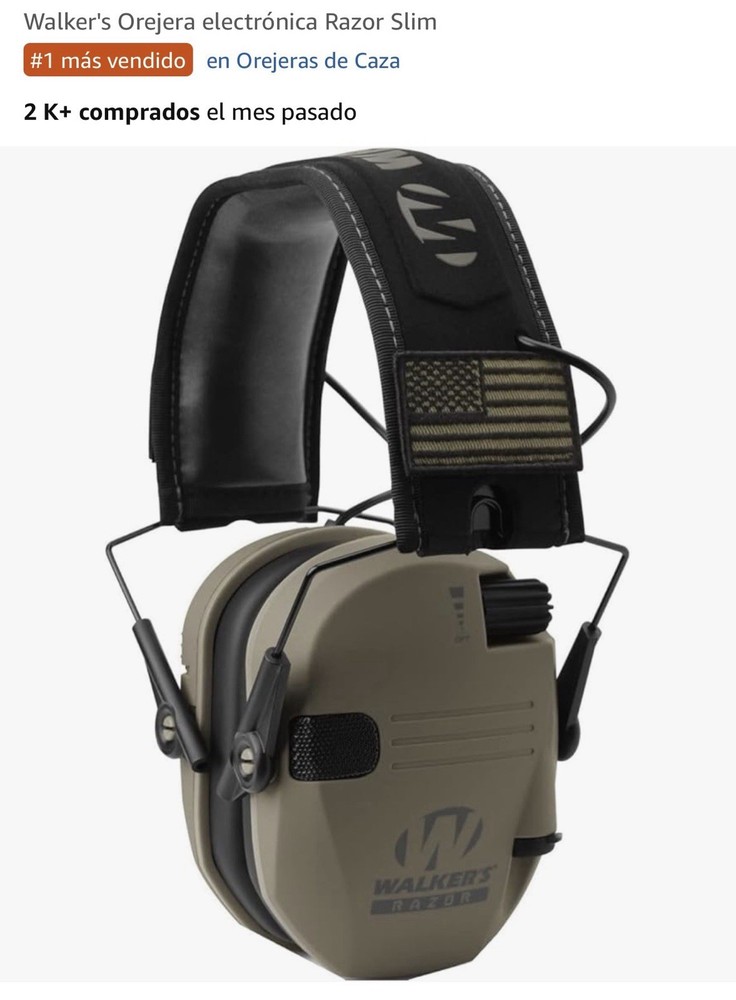Walker&rsquo;s Razor Slim Electronic Hearing Protection Earmuffs FDE Brown/Black