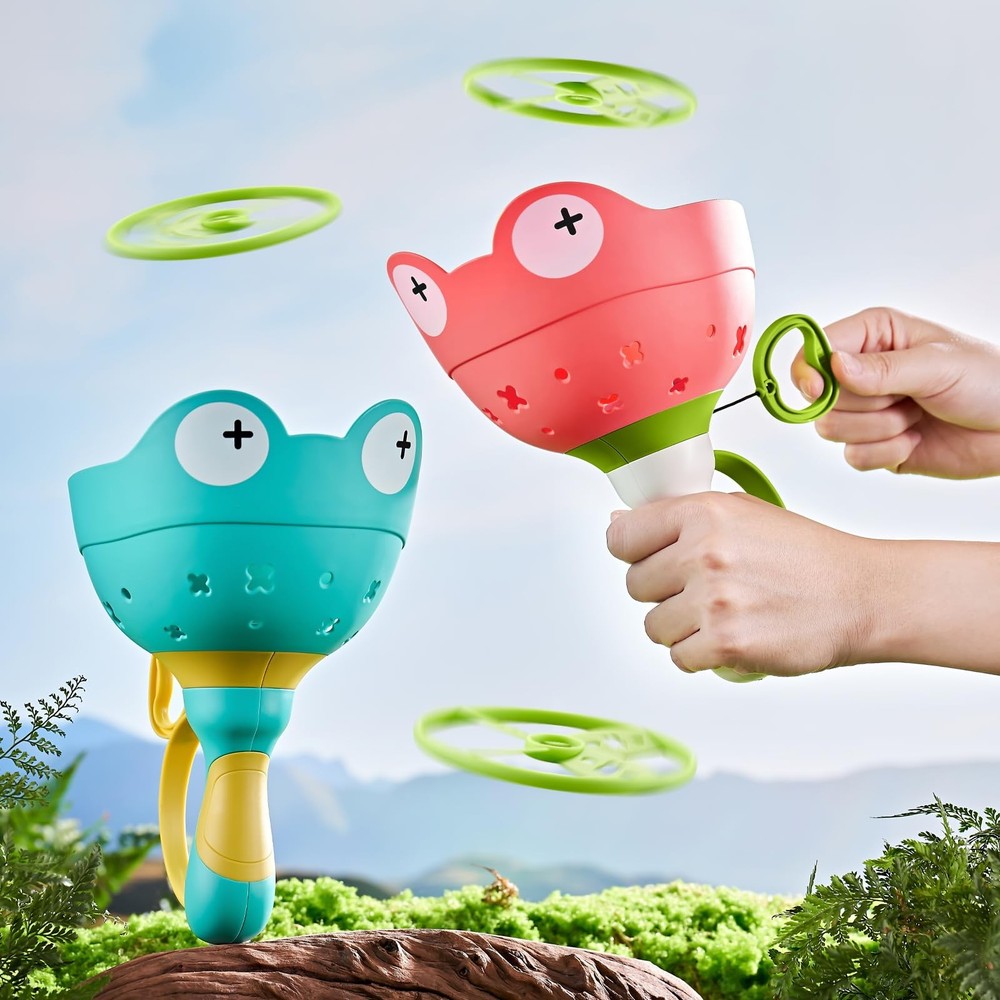 Ivtivfu Flying Disc Launcher Toy (2 Packs), Manual Medium, 2pcs Launchers