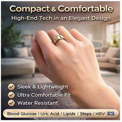 Smart Ring Blood Glucose Uric Acid Lipids HRV Sleep Fitnes Tracker for Women Men