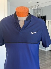 Nike Golf Polo Mens Medium Blue Modern Fit Dri-FIT Blade Collar Short Slv Shirt