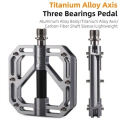 WEST BIKING Bicycle Pedals Titanium Carbon Fiber Axle 3 Bearing Bike Flat Pedals
