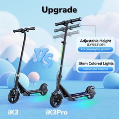 Kids Electric Scooter 150W Age 6-14 Kick E-Scooter Adjustable Height 3 Speed LED
