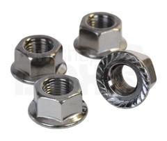 Flanged BMX bicycle axle nut 3/8&Prime; X 24T – SET OF 4 – SILVER