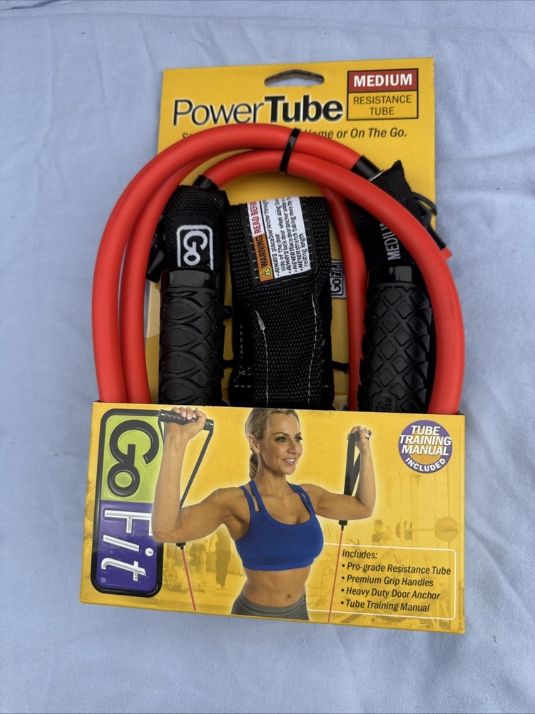 GoFit Power Tube Resistance Bands MEDIUM NIB Training Manual Included