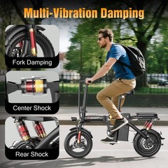 ASKGO Lightweight Folding Ebike 1500W 48V 25MPH 14&Prime; Electric bike for Adults